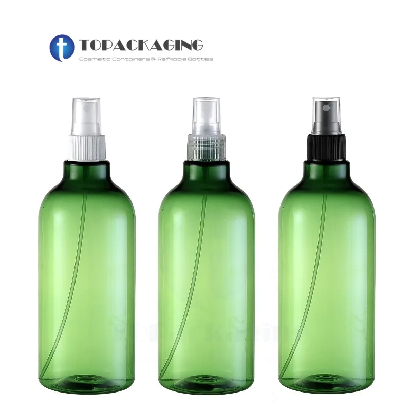 

10PCS*500ML Lotion Pump Bottle Green Plastic Empty Cosmetic Essential Oil Shampoo Container Shower Gel Makeup Refillable Serum