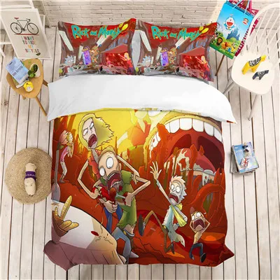 MUSOLEI 3D постельное белье Рик и Морти мягкая кровать пододеяльник набор Твин queen King size - Цвет: 04