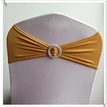 Горячая Распродажа, 100 шт., Золотая эластичная лента для стула с круглой пряжкой, сменная лента для стула, бант, декор для свадебной вечеринки,, Marious