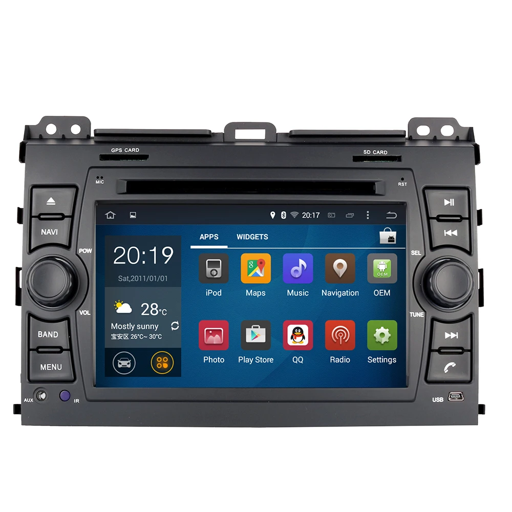 

1024x600 HD Car Multimedia player 2 din Auto DVD android 9.0Eight core 7 Inch For Toyota/Prado 120 2004-2009 Radio GPS BT RDS