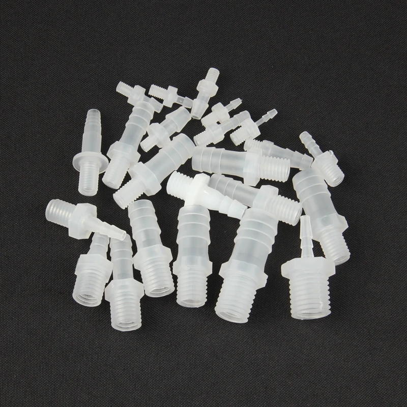 

25pcs M5-M8 External Thread Pagoda Direct Connector Hose Transparent Plastic Quickly Straight Connect Aquarium Garden Irrigation