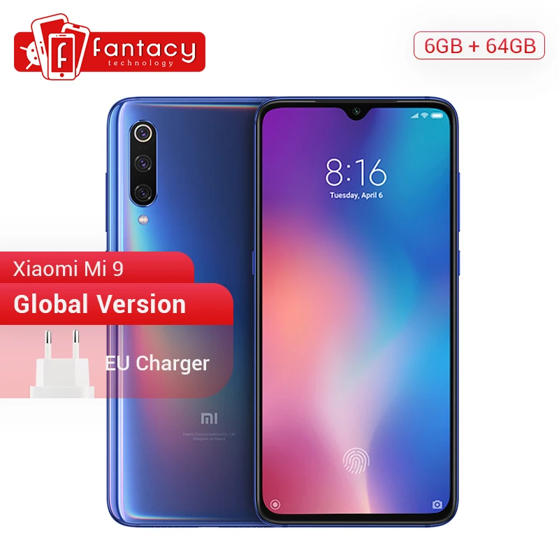 Глобальная версия Xiaomi mi 9 Snapdragon 855 6 ГБ 64 Гб 39 &quotAMOLED дисплей сканер отпечатков