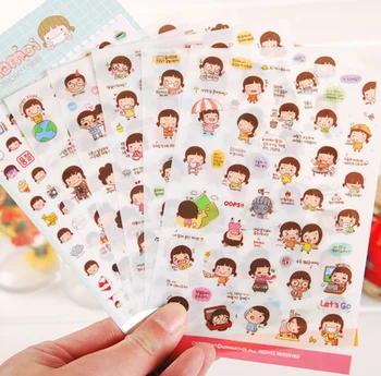 

6 Sheets/set Cute Lovely Girls Phone Calendar Book Album Diary Decor Paper Sticker Scrapbooking Kawaii Stickers Shipping K6540