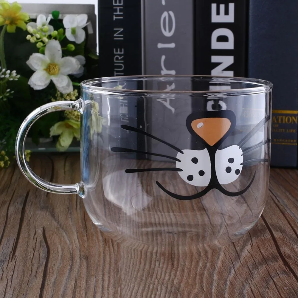550 мл милый Кот Китти боронсиликатная стеклянная кофейная чашка украшение прозрачная кружка для воды Чай Молоко чашки подарки