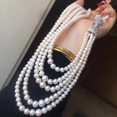 

Top new style 7-9 mm REAL Freshwater WHITE pearl necklace