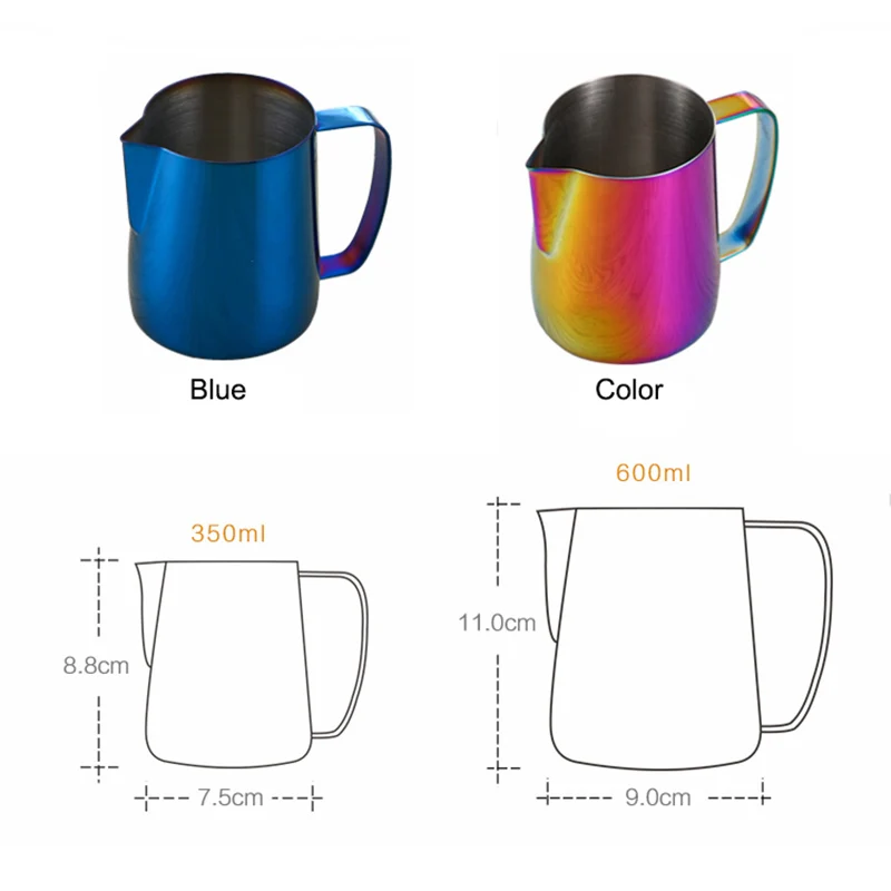 Goedkoop Melk Opschuimen jug Espresso Koffie Pitcher Barista Craft Koffie Latte Melk Opschuimen Jug Rvs Kleurrijke Mok Opschuimen Jug