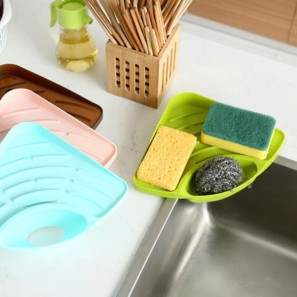 1pcs kitchen sink corner storage rack sponge holder wall mounted dishes drip rack bathroom soap dish wall storage rack in soap dishes from home improvement - Kitchen Sponge Holder 1pcs kitchen sink corner storage rack sponge holder wall mounted dishes drip rack bathroom soap dish wall storage rack in soap dishes from home improvement - Kitchen Sponge Holder