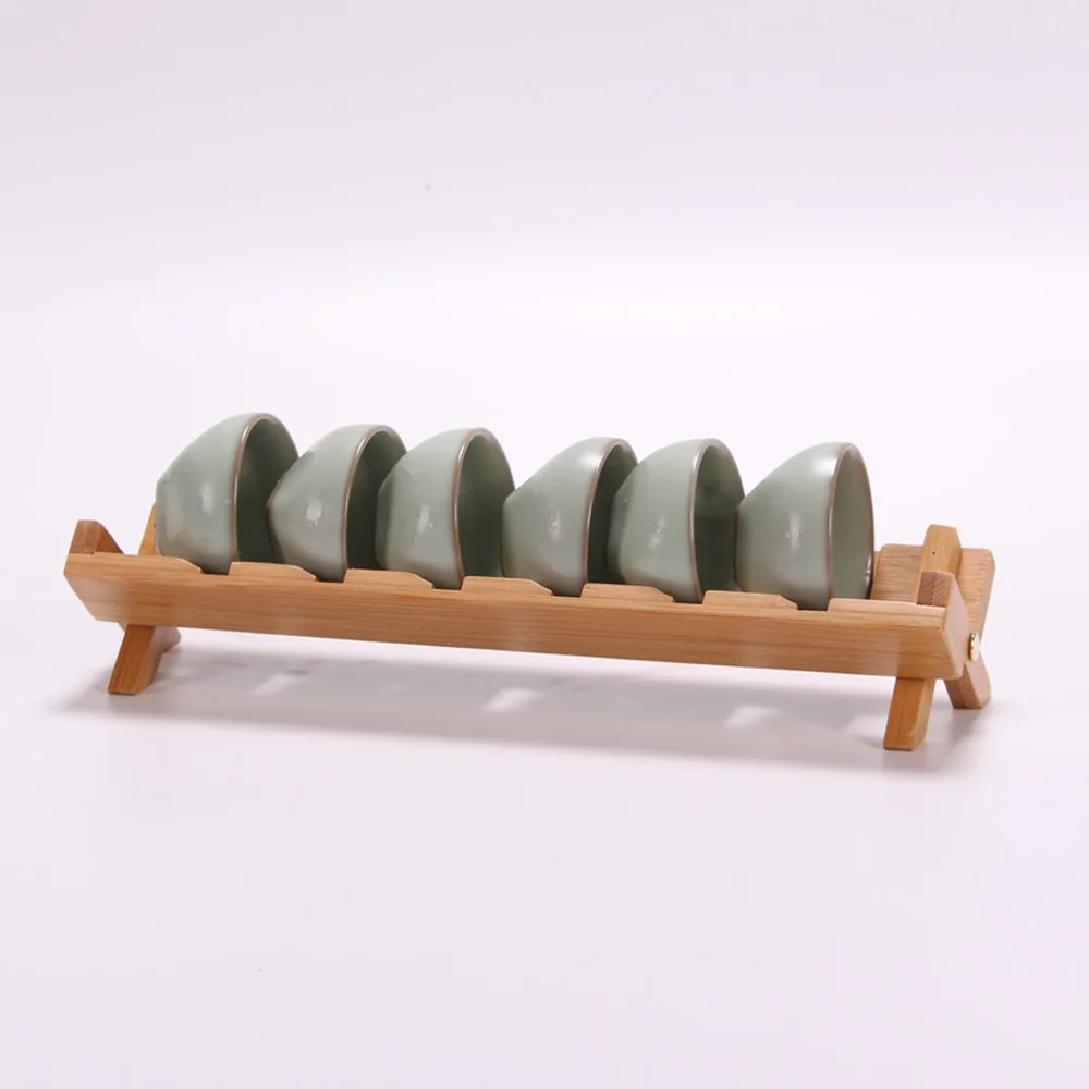 

A1 Portable bamboo cup holder folding cup holder drain solid wood tea set cup holder cup storage wx7031025