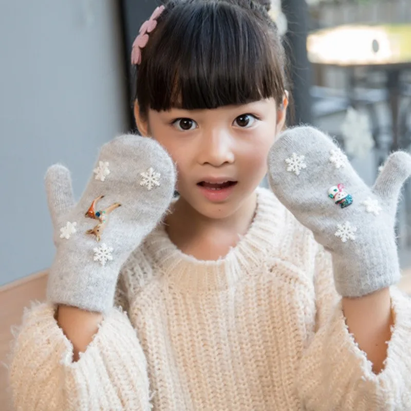 Зимние Рождественские теплые вязаные перчатки с героями мультфильмов для маленьких мальчиков и девочек, теплые рукавицы на веревочке, детские перчатки, От 6 до 10 лет для малышей