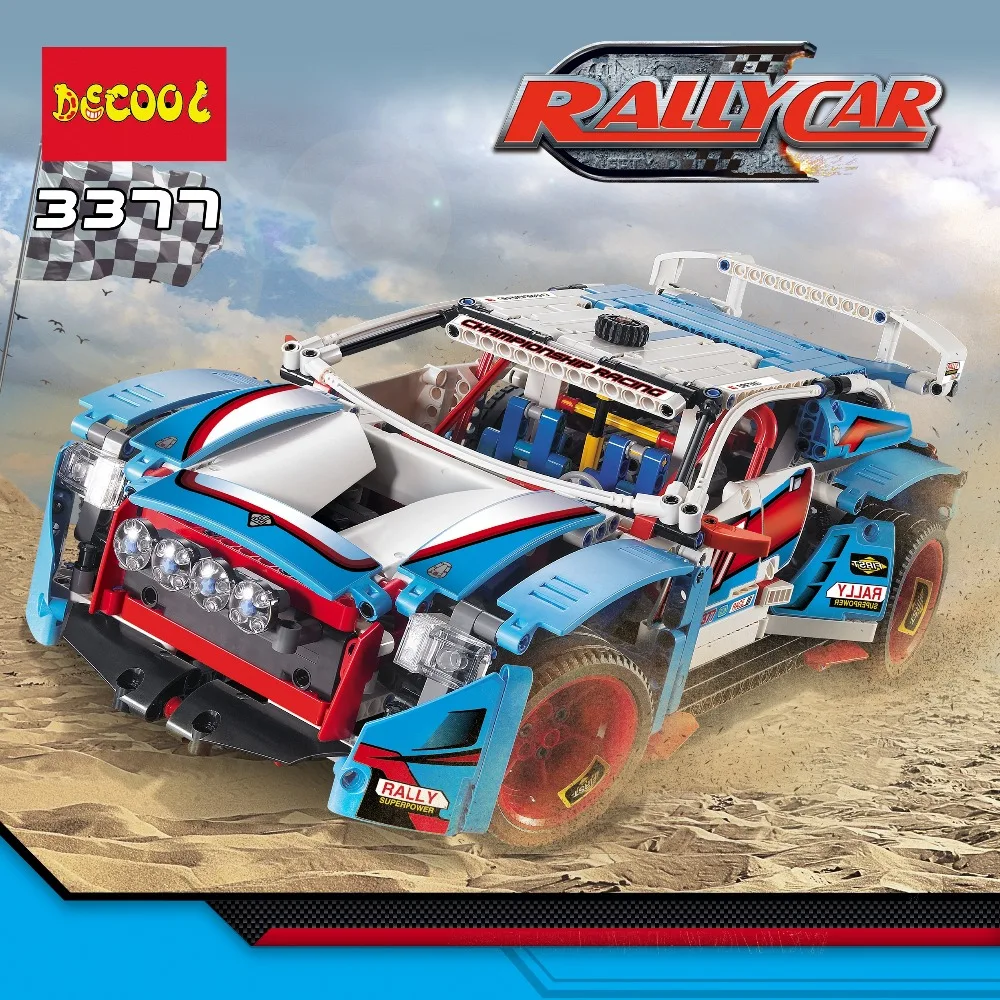 

Rally Car 2 Mode Decool Technic 3377 1005pcs Chrome Front Bumper for lego 42077 Building Blocks for minifigure