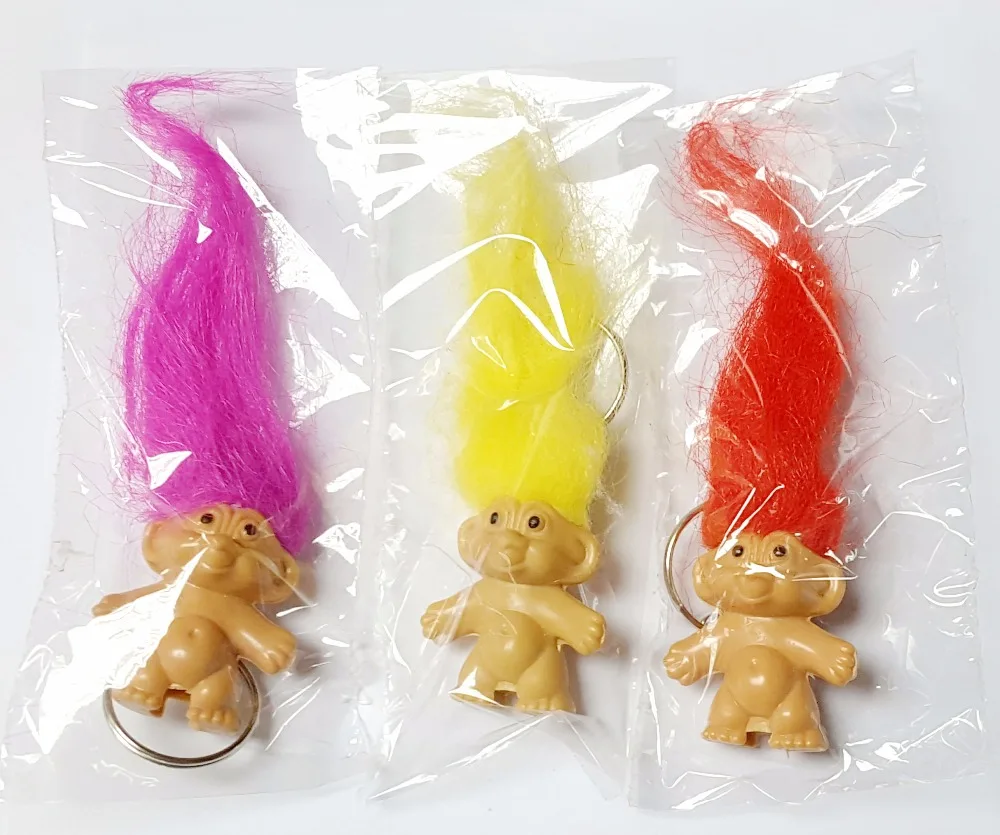 Dolls & Bears 12 X LUCKY TROLL DOLL KEYRING PENCIL TOPPER PARTY BAG
