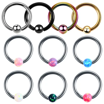 

1PC 16g G23 Titanium Nose Rings Opal Captive Bead Rings Nose Piercing Ear Cartilage Rings Earring Piercing Charming Jewelry