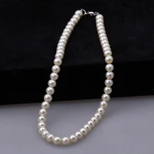 Big Chain Simulated White Pearl Necklace