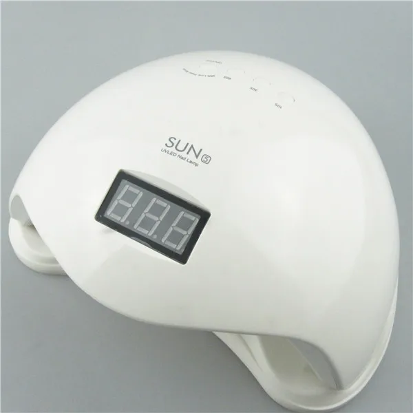 SUN5 Plus 48W Dual UV LED Nail Lamp Nail Dryer Gel Polish Curing Light with Bottom 30s/60s Timer LCD display - Color: SUN5