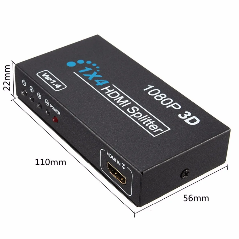 BESIUNI 1 в 4 выхода HDMI сплиттер 1X4 HD 1080P 3D Дубликатор Усилитель Переключатель hdmi 1x4 для