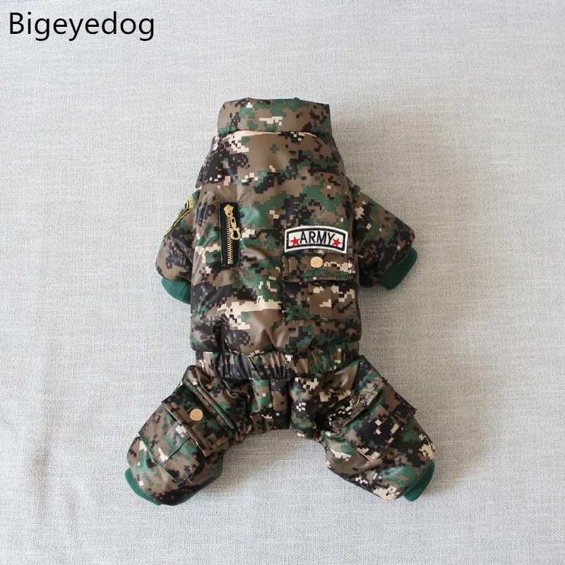 

Bigeyedog Dog Jacket Camouflage Dog Clothes Winter Coat Puppy Pet Clothing ropa perro Warm Jumpsuit Poodle Apparel for Pet