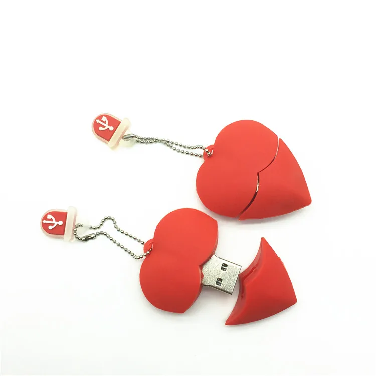 

Heart Shape U Disk pen drive 4GB 8GB 16GB 32GB cartoon red heart best gift usb flash drive beautiful gift for gril