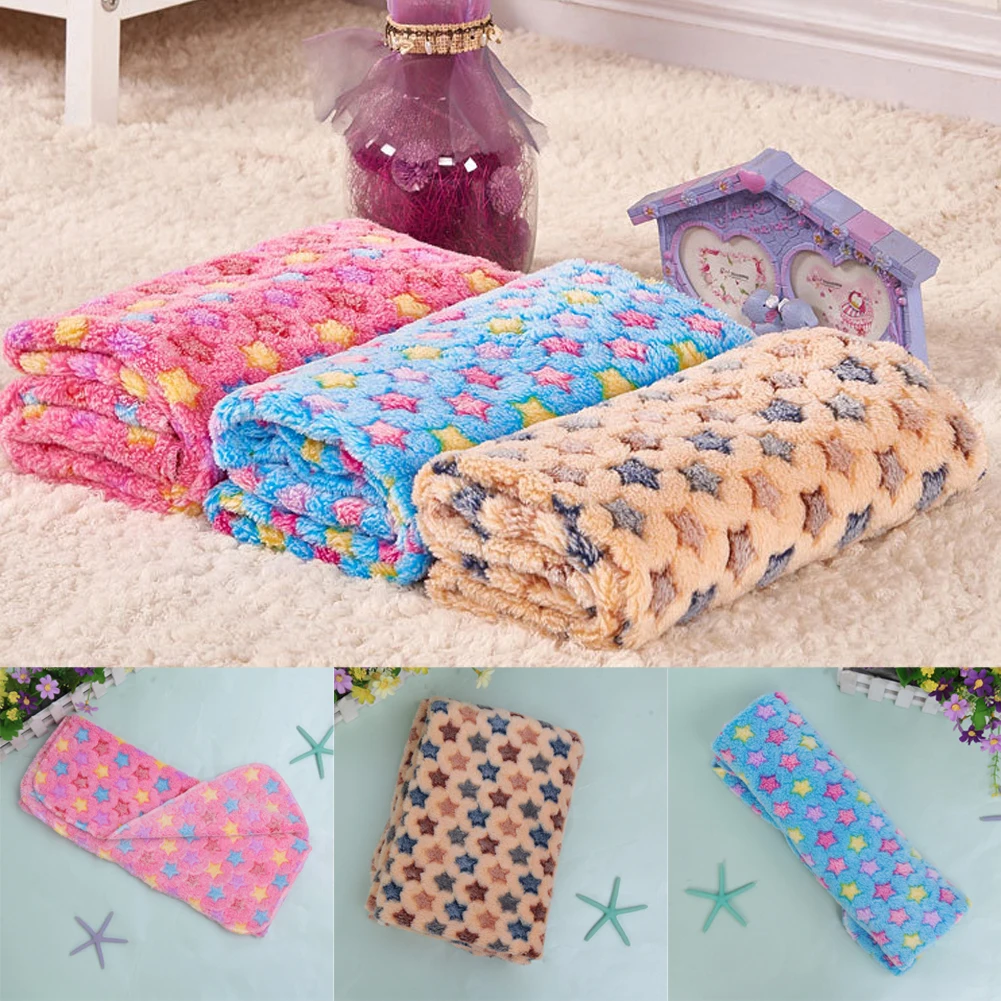 

Cute Floral Star Print Pet Warm Mat Cat Dog Puppy Fleece Soft Warm Blanket Beds Mat Sleep Mat for Small Large Dog Pets S M L