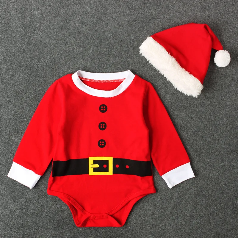 Рождественский флисовый сиамский костюм Санта Клауса для новорожденных мальчиков; комплект с капюшоном для девочек; Рождественская Новогодняя Пижама; комбинезон - Цвет: Red