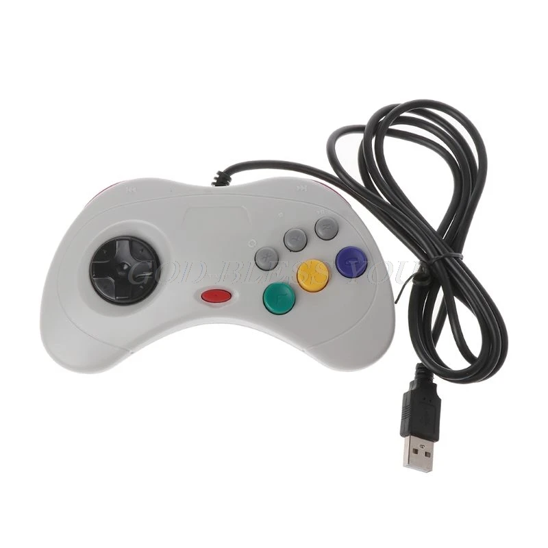 USB классический геймпад проводной игровой контроллер Joypad для sega Saturn PC черный белый - Цвет: W