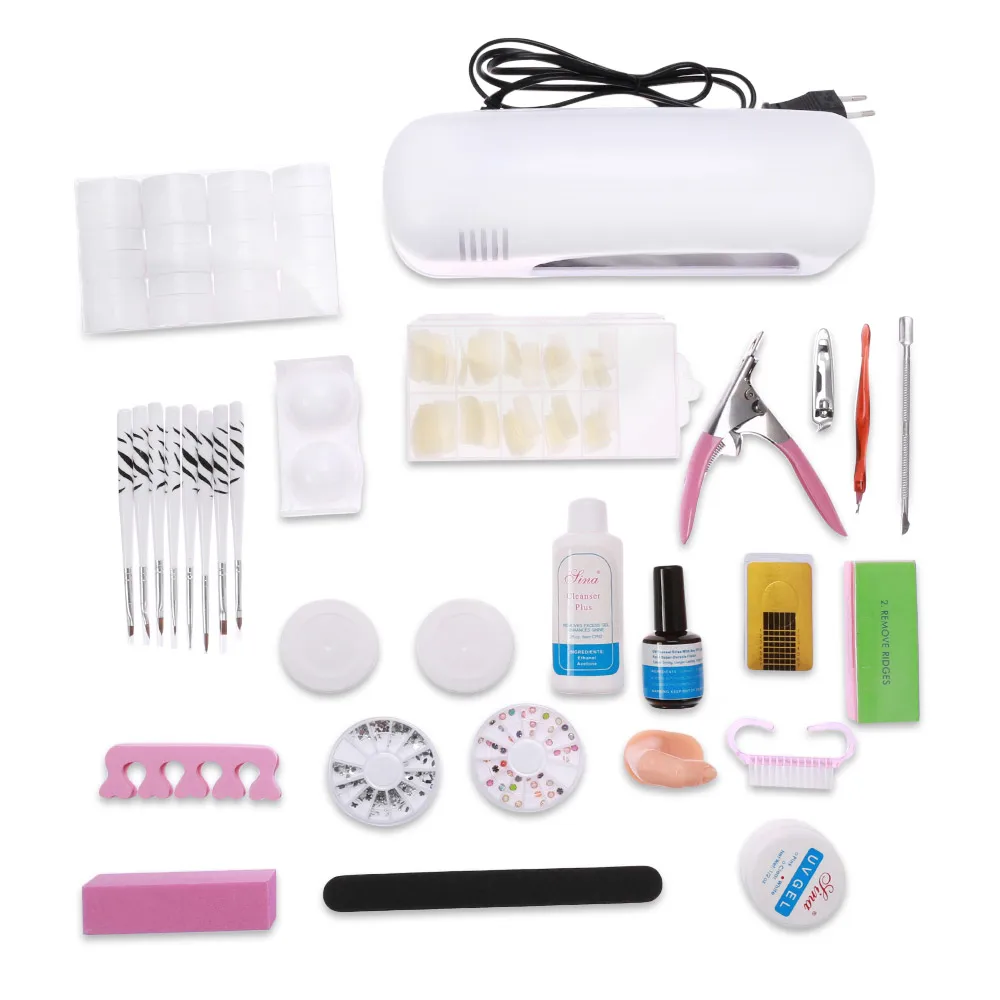 

UV Gel Polish Nail Art Kit With 9W Nail Dryer Lamp UV Gel Vanishes Sticker Polishes Kit For Manicure Nail Art Tools Kit Sets