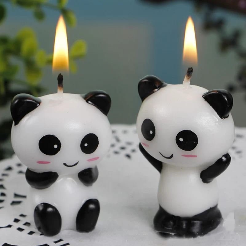 2 шт./набор, милые забавные свечи для торта, панды, детские свечи для дня рождения, украшения на день рождения, вечерние свечи