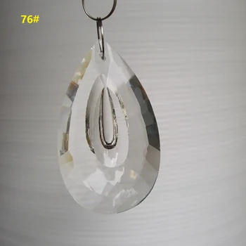 

100pcs/lot 76*42*20MM machine grinding clear 76# net droplets with groove prism chandelier crystal Home Curtain Accessories
