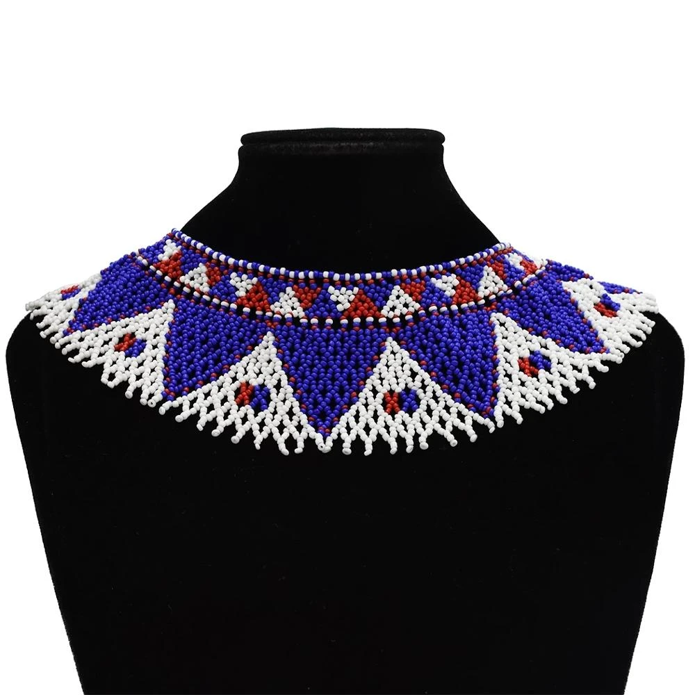 ethnic necklace African bib necklace statement necklace beaded necklace