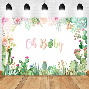 

Mehofoto Baby Party Banner Photo Backdrop Newborn Birthday Cactus Background Fiesta Flower Backdrops for Photo Studio Photophone