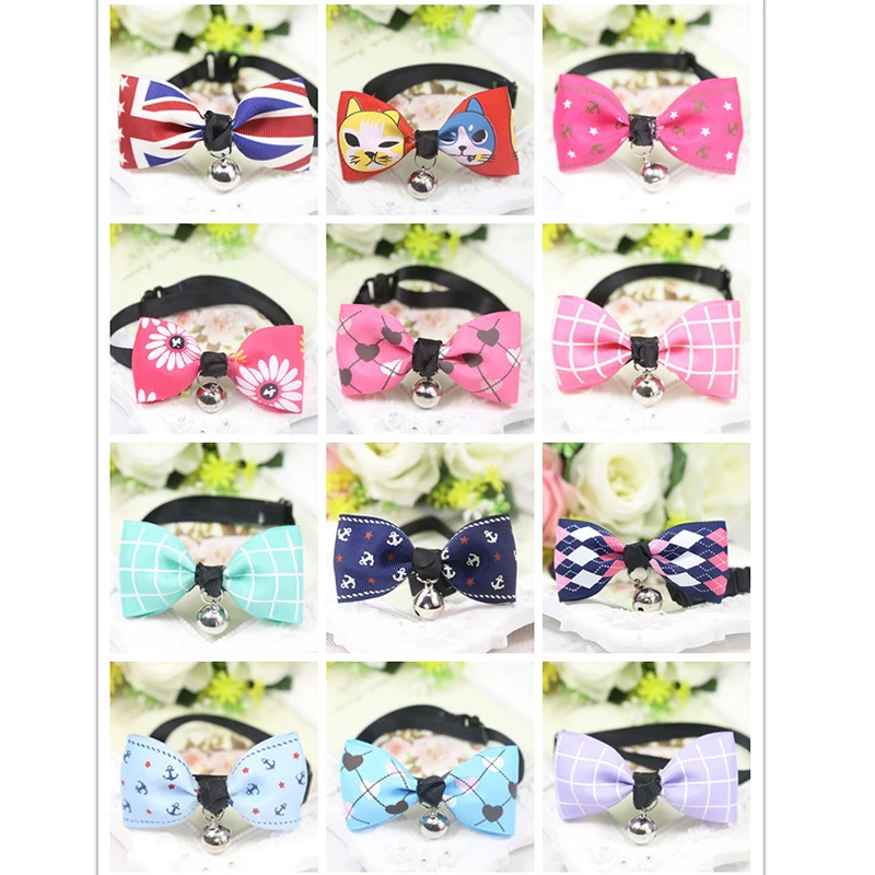 prativerdi Adjustable Bow Tie Dogs Cat Necktie Necklace Cute Bowknot Dog Collars With Bells For Puppy Cat Pet Shop Accessories1
