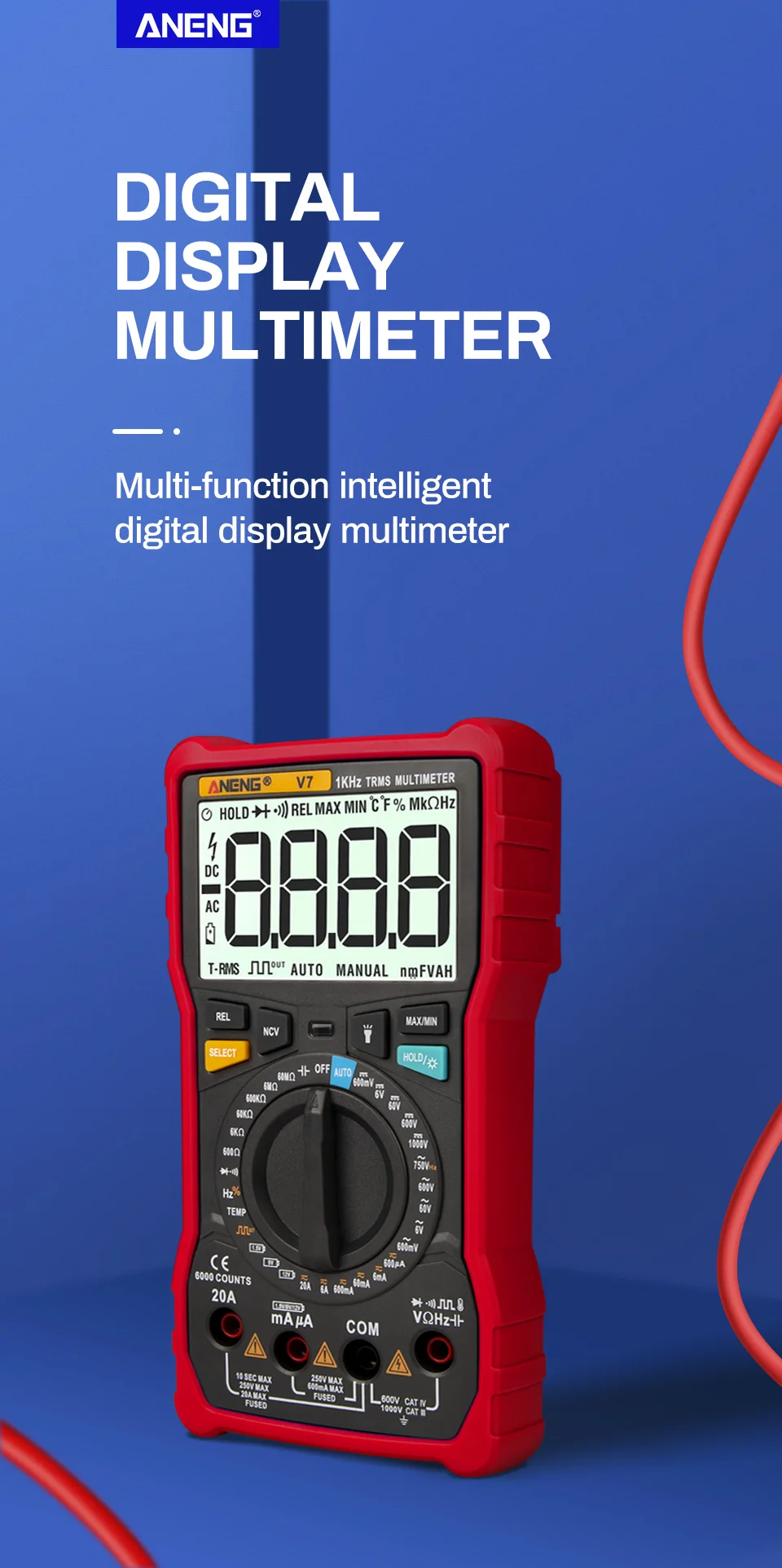 Aneng v7 multímetro digital 6000 contagens avometer