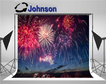 

wall backdrop Vinyl cloth High quality Computer print Nightsky Colorful Fireworks Over-water photography backgrounds