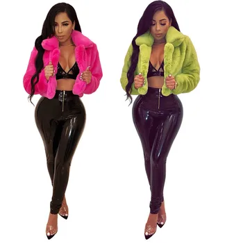 

Short Slim Faux Fur Jackets 2018 Fashion Autumn Winter Korean Women Thick Warm Jacket Long Sleeve Chic Fur Coats Streetwear