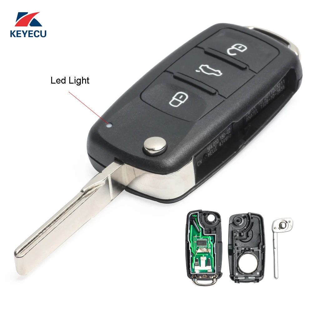 Запасной флип чехол KEYECU 434 МГц CAN ID48 для VW Volkswagen Beetle Caddy Golf Jetta 2011 2013 5K0 837 202 Q|can vw|can car |