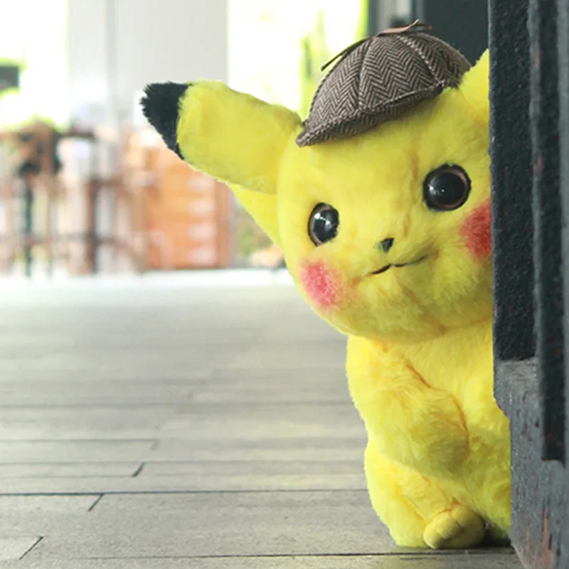 

28CM Hot Movie Detective Pikachu Plush Toy Cute Japan Anime Stuffed Toys Cartoon Peluche Plush Doll for Kids Children's Day Gift