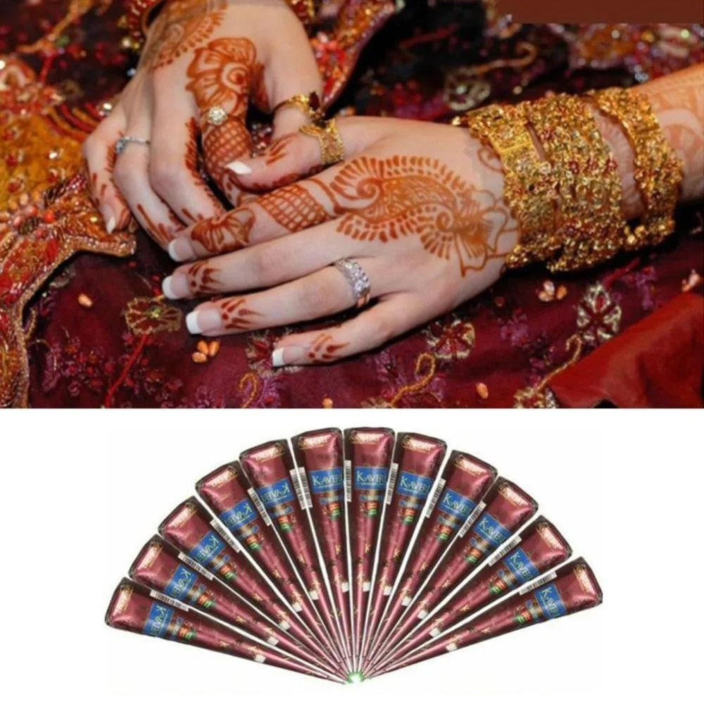 1 шт. Mehndi натуральная коричневая индийская хна тату-паста конусы, коричневая тату-паста Крем-краска для тела Кавери бренд 25 г