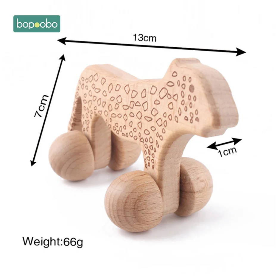 Bopoobo 1 шт., деревянный Прорезыватель в виде леопардовой машинки, животный автомобиль, Экологичная подвесная игрушка для детской кроватки, деревянные детские аксессуары, деревянные прорезыватели, игрушки - Цвет: Leopard Car