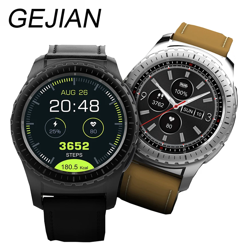 

GEJIAN Bluetooth Smart Watch KW28 Support SIM / TF Card Men Smartwatch Fitness Tracker Heart Rate Watch For Android IOS Phone