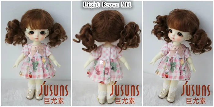 JD294 1/8 прекрасный мохер BJD куклы парики Детские Twintail парик для куклы мохеровый 5-6 дюймов куклы аксессуары