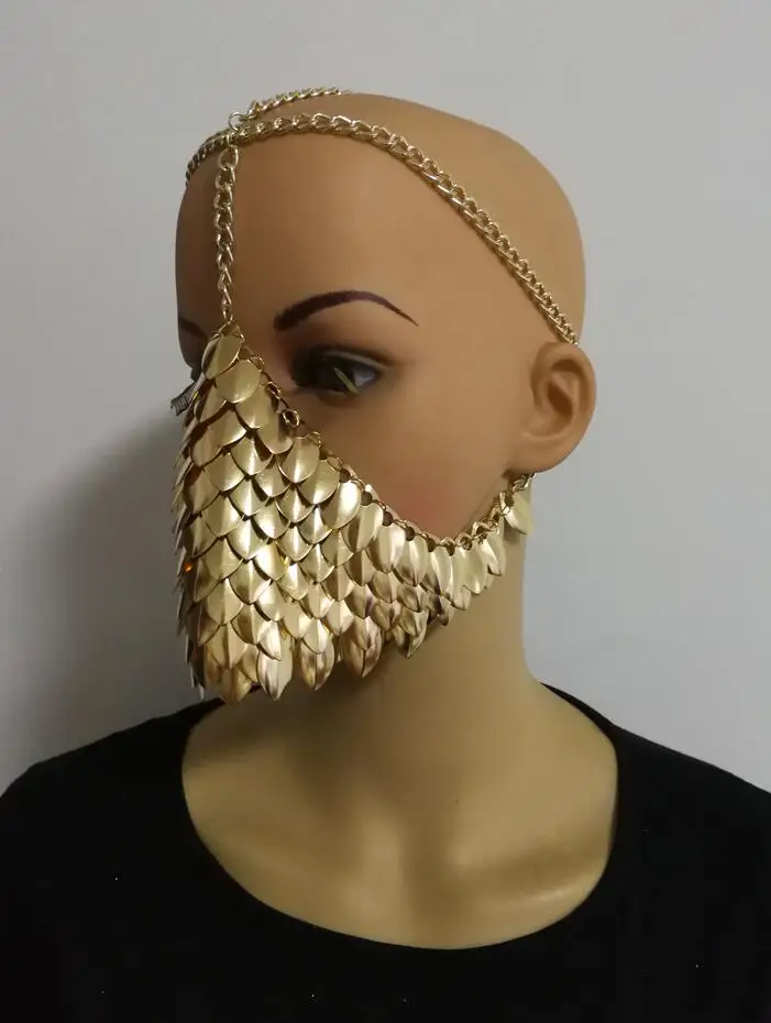 Продажа Новый стиль, женские Серебристые цепочки, слои, рыбья чешуя, украшение для лица, уникальный дизайн, маска для лица, цепочки, ювелирные издели...