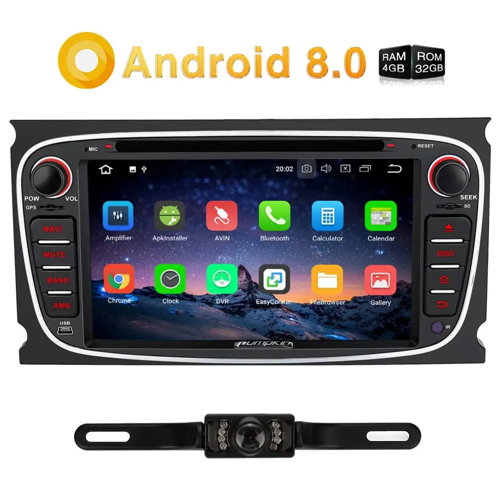 Тыква 2 Din 7 ''Автомобильный мультимедийный плеер Android 8,0 gps Авторадио для Ford Focus/Mondeo ram 4 Гб Qcta-Core автомобильный стерео радио аудио