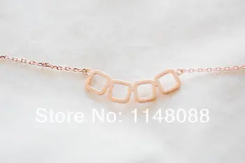 

Fashion gold silver rose Simple Design Personalized Dazzling 4 tiny square pendant necklace jewelry