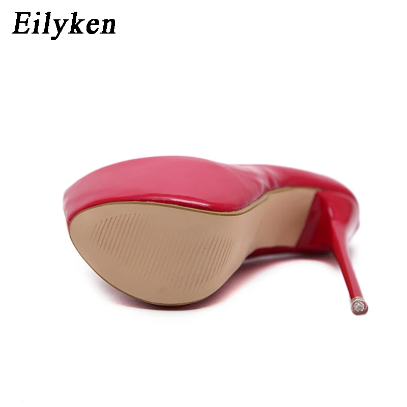 Eilyken/пикантные женские свадебные туфли-лодочки с круглым носком; сезон весна-осень; туфли-лодочки на очень высоком каблуке 16 см; цвет черный, красный