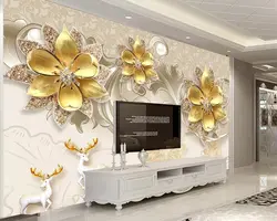Beibehang 3D обои Трехмерная Роскошный шелк тиснением жемчужные украшения цветок простой ТВ фон настенная Фреска 3d обои