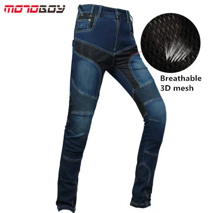 Summer Motorcycle Trousers Elastic Off road Riding Jeans For Men Kneepad font b Motorbike b font
