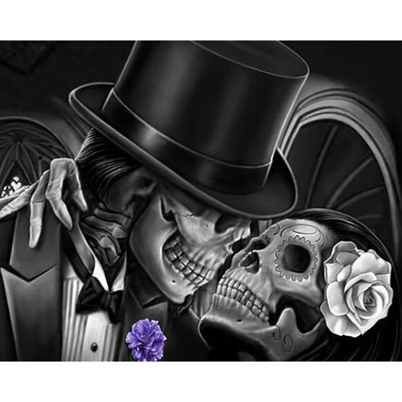 

Full Square/Round Drill 5D DIY Diamond Painting "Skull Love" 3D Embroidery Cross Stitch Mosaic wedding Decor gift RS4581