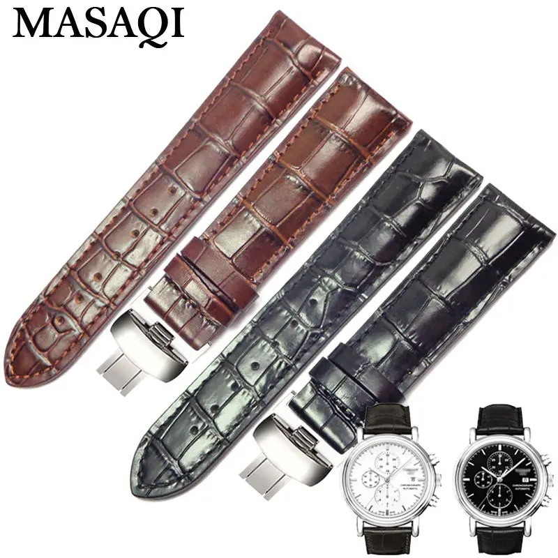 

MASAQI Watch Strap for Tissot 1853 T068427 T099 21mm Butterfly Buckle Genuine Leather Watch Bands Strap