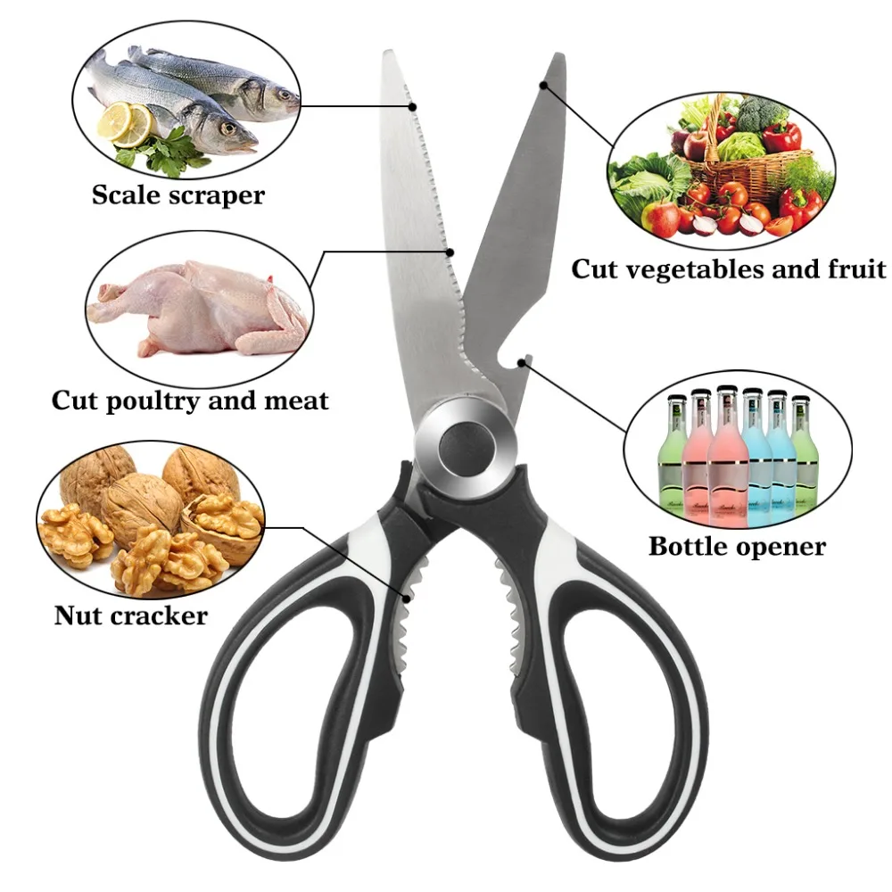 Kitchen Shears Heavy Duty Stainless Steel Multipurpose Ultra Sharp Kitchen Scissors for Chicken Vegetable Seafood Bones (3)