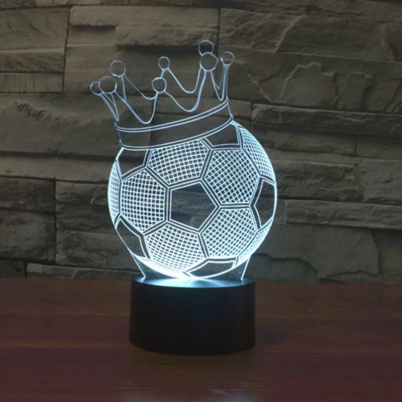 Спальня 3D волшебный декоративный ночник Иллюзия Корона лампа «футбольный мяч» теплый светодиодный USB настольная лампа