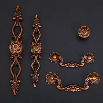 

metal pull handles knob red copper color anodize for furniture door drawer cupboard cabinet closet wardrobe bedstand archaize